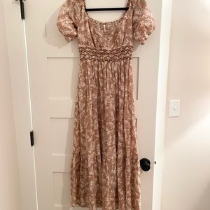 free people puff sleeve, smocked dress - XS